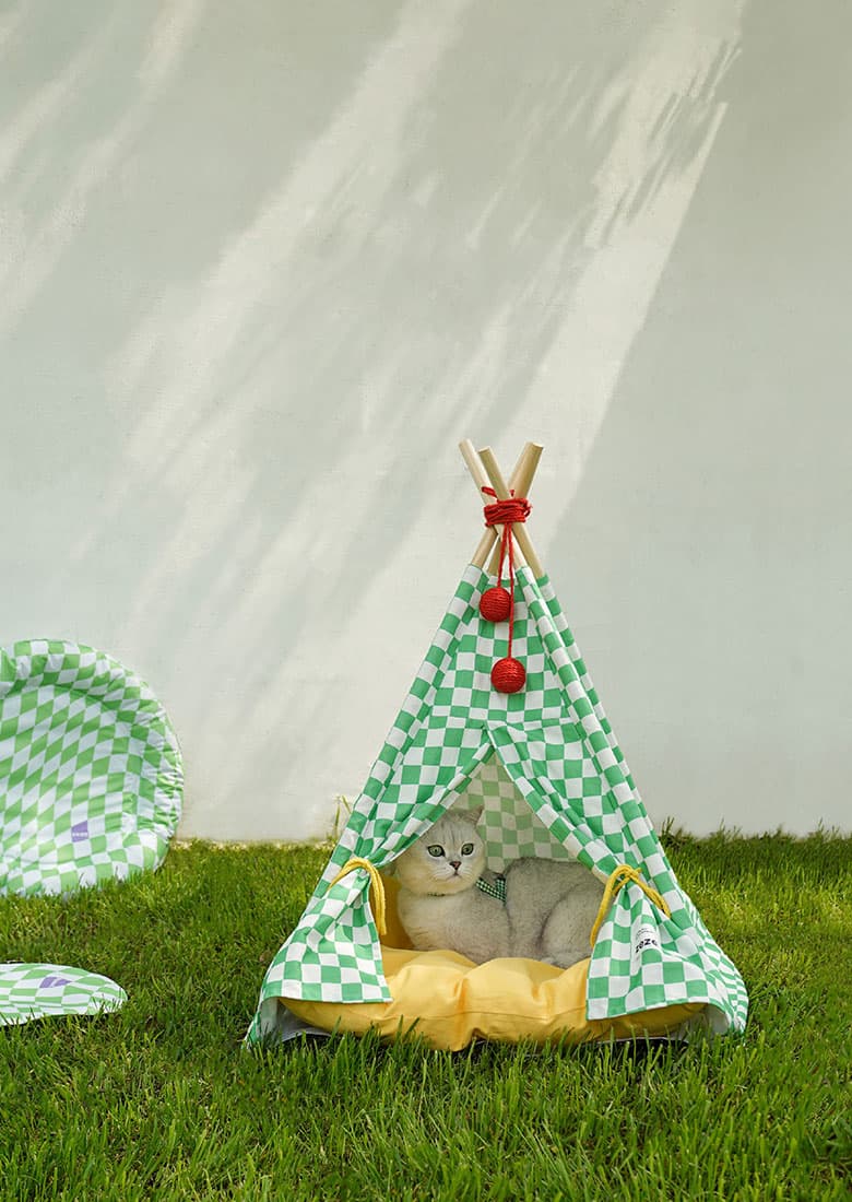 Green Lattice Cat Teepee Bed thumbnail 3